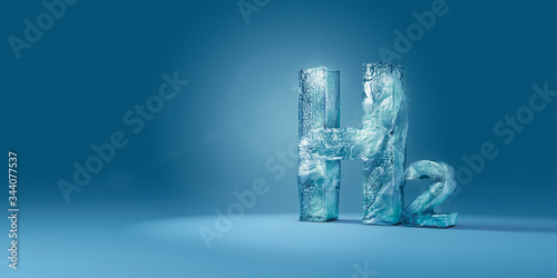 Wasserstoff – Innovation – Logo mit Frost Eis Oberfläche