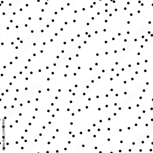 Random scattered dots, abstract black and white background. Seamless vector pattern. Black and white polka dot pattern. Celebration confetti background. Vector illustration
