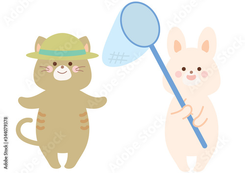 夏のうさぎとネコ　セット