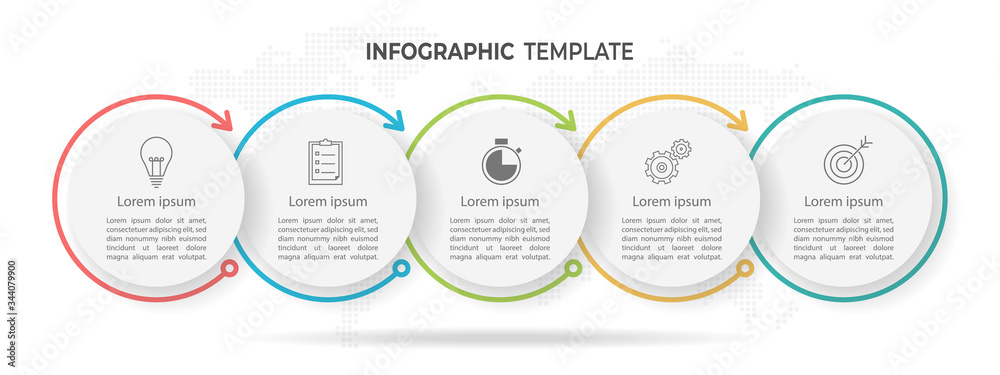Minimal timeline circle infographic template 5 options or steps. Minimal timeline circle infographic template 5 options or steps.