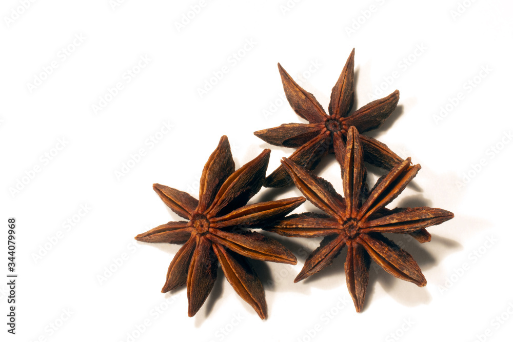 three star anise pods isolated on white background three star anise pods isolated on white background