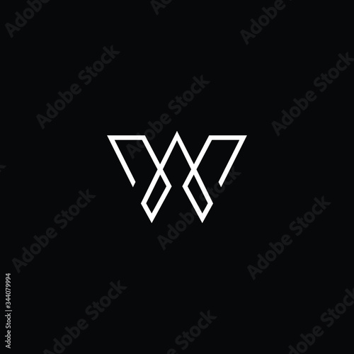 Minimal elegant monogram art logo. Outstanding professional trendy awesome artistic W WA AW initial based Alphabet icon logo. Premium Business logo White color on black background