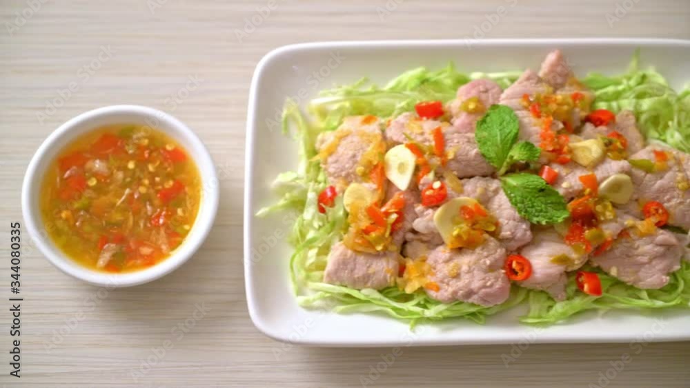Spicy Pork Salad or Boiled Pork with Lime Garlic and Chili Sauce Spicy Pork Salad or Boiled Pork with Lime Garlic and Chili Sauce