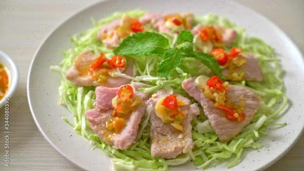 Spicy Pork Salad or Boiled Pork with Lime Garlic and Chili Sauce Spicy Pork Salad or Boiled Pork with Lime Garlic and Chili Sauce