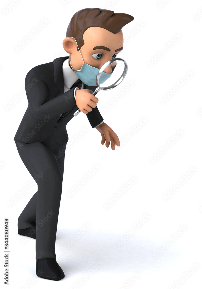 3D illustration of a cartoon character with a mask 3D illustration of a cartoon character with a mask