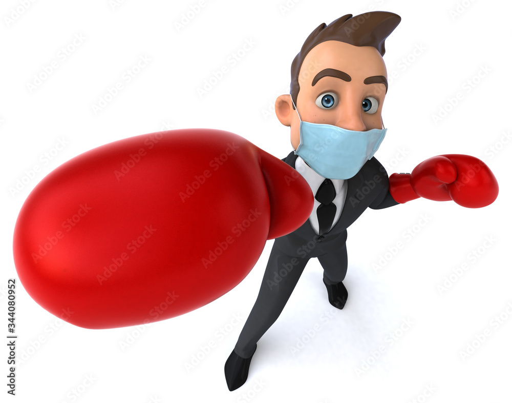 3D illustration of a cartoon character with a mask 3D illustration of a cartoon character with a mask