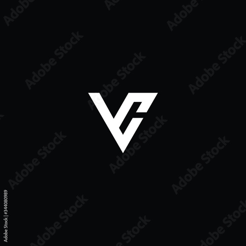 Minimal elegant monogram art logo. Outstanding professional trendy awesome artistic VC CV initial based Alphabet icon logo. Premium Business logo White color on black background