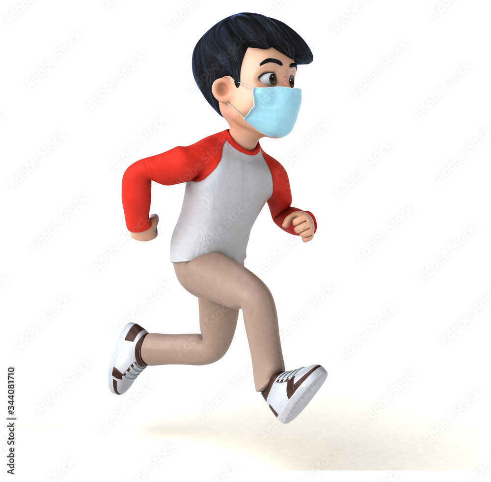 3D Illustration of a teenager with a mask 3D Illustration of a teenager with a mask
