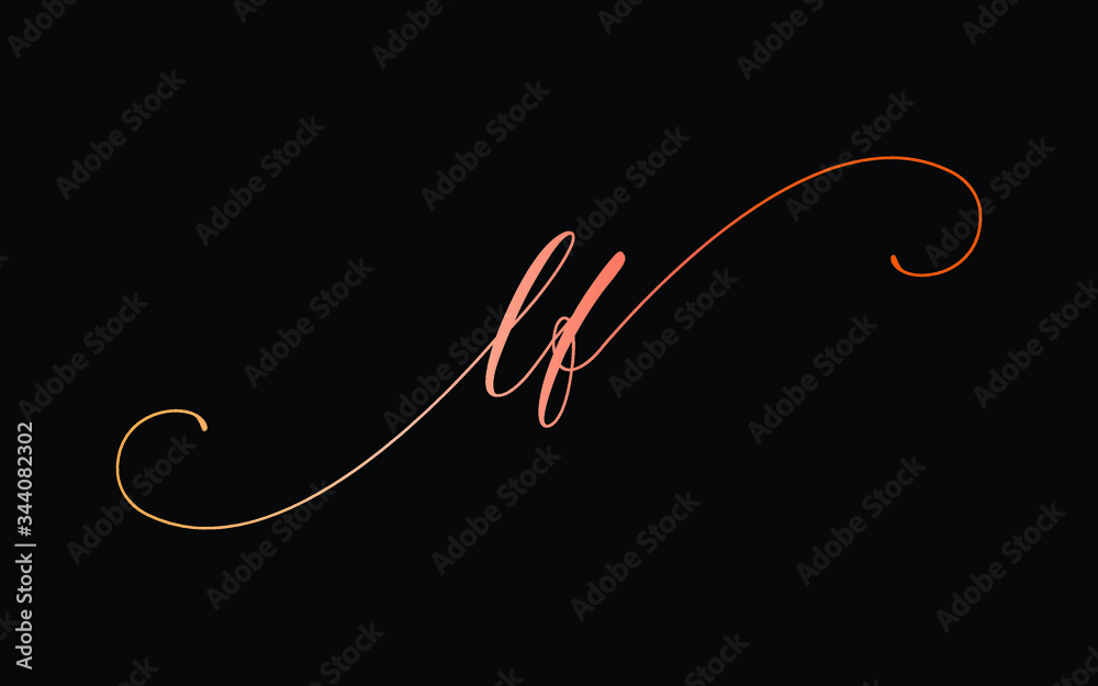 lf or l, f Lowercase Cursive Letter Initial Logo Design, Vector Template