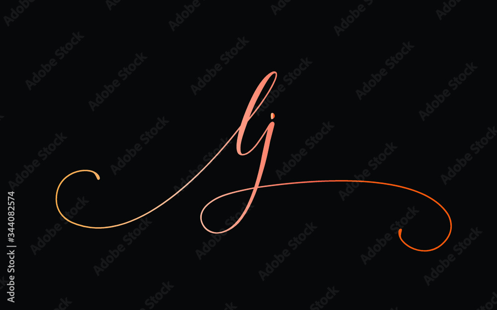 lj or l, j Lowercase Cursive Letter Initial Logo Design, Vector Template