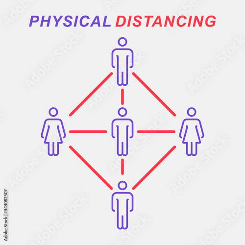 Physical distancing vector illustration design