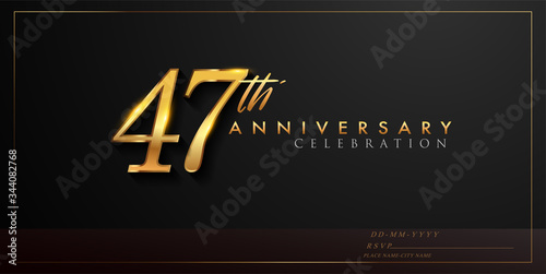 47th anniversary celebration logotype with handwriting golden color elegant design isolated on black background. vector anniversary for celebration, invitation card, and greeting card photo