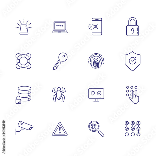 Security system line icon set. Key, locked data storage, antivirus. Protection concept. Can be used for topics like data safety, software, information technology