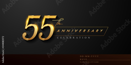55th anniversary celebration logotype with handwriting golden color elegant design isolated on black background. vector anniversary for celebration, invitation card, and greeting card photo
