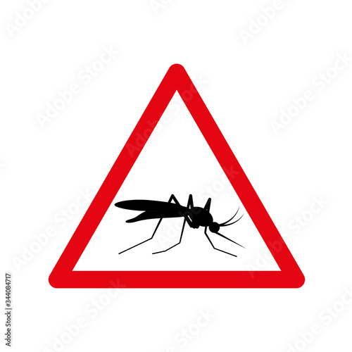 No Mosquito sign and red triangular warning symbol