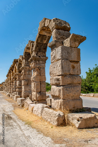 Roman aqueduct in Kemerhisar, ancient Tyana. Kemerhisar, Bor - Nigde / Turkey.  photo