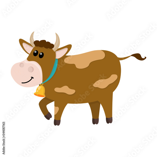 Cute bull walks.
