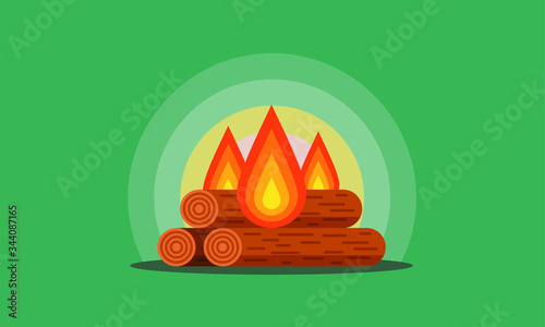 Bonfire flat illustration
