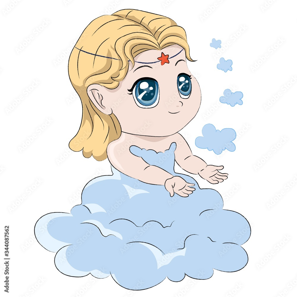 Cloudy magical girl, anime style, new cartoon character Cloudy magical girl, anime style, new cartoon character