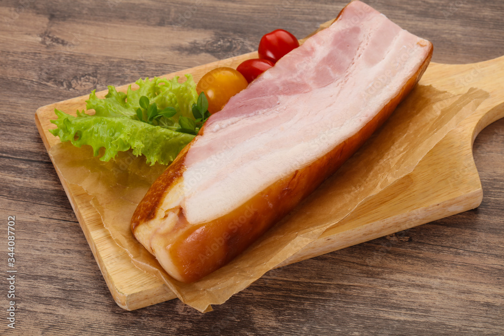 Smoked pork breast with salad leaves Smoked pork breast with salad leaves
