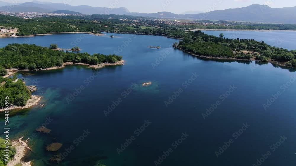 Aerial View Of Idyllic Landscape At A Beautiful Lake in Montenegro Aerial View Of Idyllic Landscape At A Beautiful Lake in Montenegro