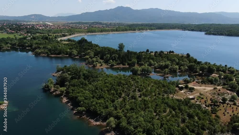 Aerial View Of Idyllic Landscape At A Beautiful Lake. Aerial View Of Idyllic Landscape At A Beautiful Lake.