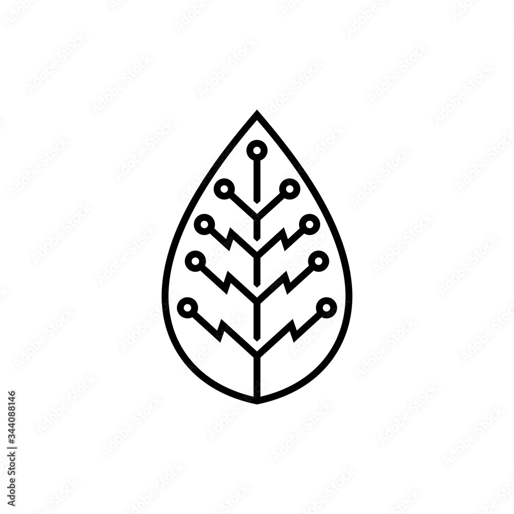 Leaf Friendly Technology Logo Design with Black Line Art Style Leaf Friendly Technology Logo Design with Black Line Art Style