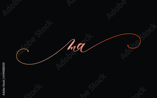 ma or m, a Lowercase Cursive Letter Initial Logo Design, Vector Template