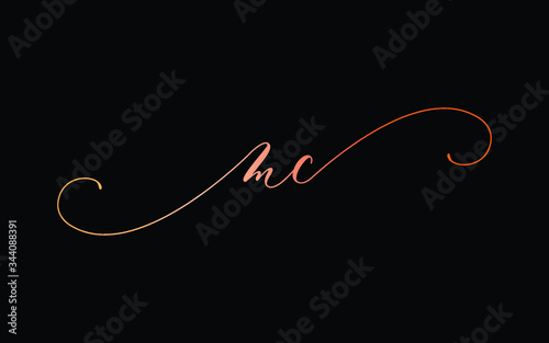 mc or m, c Lowercase Cursive Letter Initial Logo Design, Vector Template photo