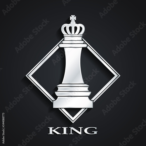 3d silver chess king shiny logo