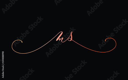 ms or m, s Lowercase Cursive Letter Initial Logo Design, Vector Template