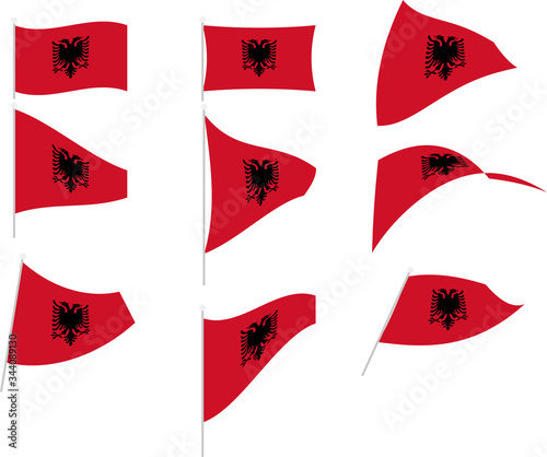 Vector Illustration of Set with Albania Flag