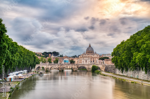 St. Peter's Cathedral in Rome with Cloudy Sky