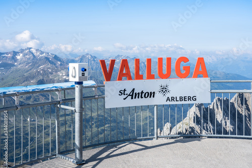 Platform at Valluga on the top of mountains in St.Anton, Austria photo