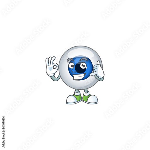 Human eye ball mascot cartoon design make a call gesture