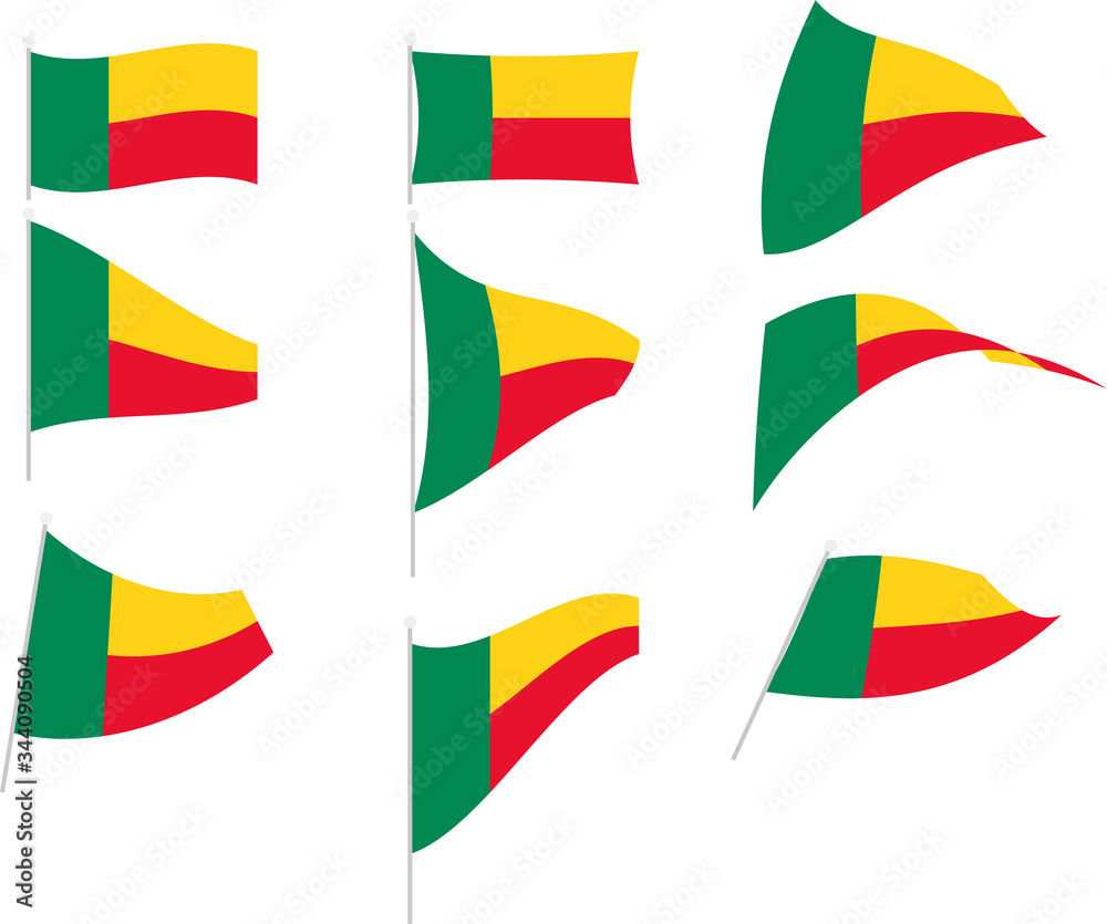 Fototapeta premium Vector Illustration of Set with Benin Flag
