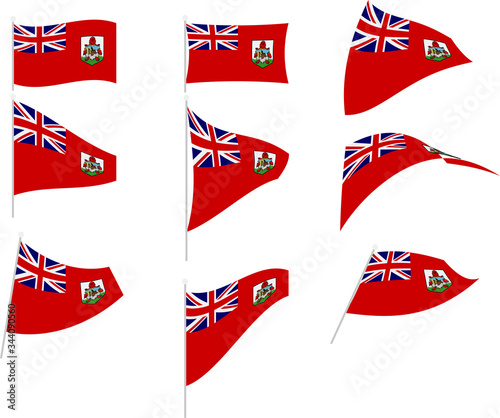 Vector Illustration of Set with Bermuda Flag