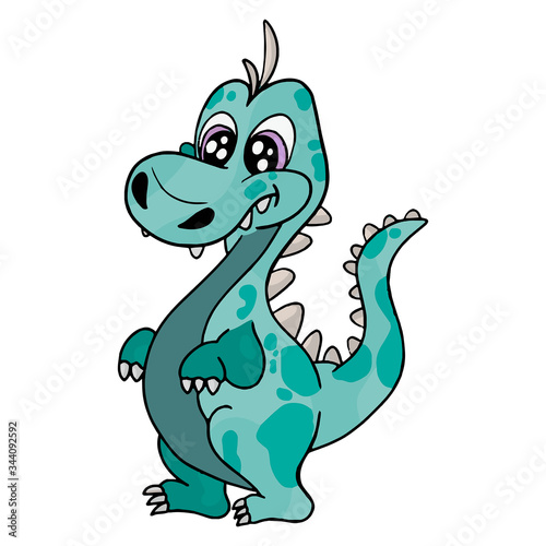 Fototapeta Naklejka Na Ścianę i Meble -  Little cute dinosaur for kids. Vector illustration on a white background.