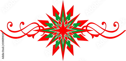christmas star, Decorative star, vintage star, star with scroll element
