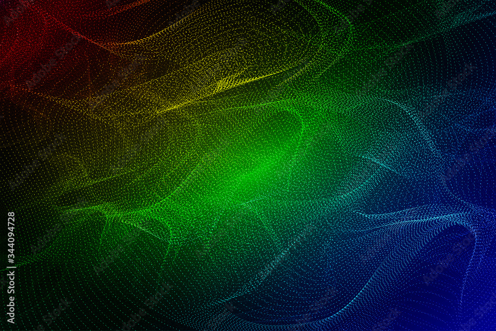 Colorful gradient dynamic particles constitute the background of internet technology big data
