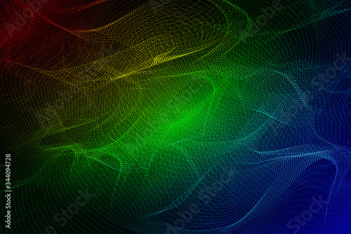 Colorful gradient dynamic particles constitute the background of internet technology big data 