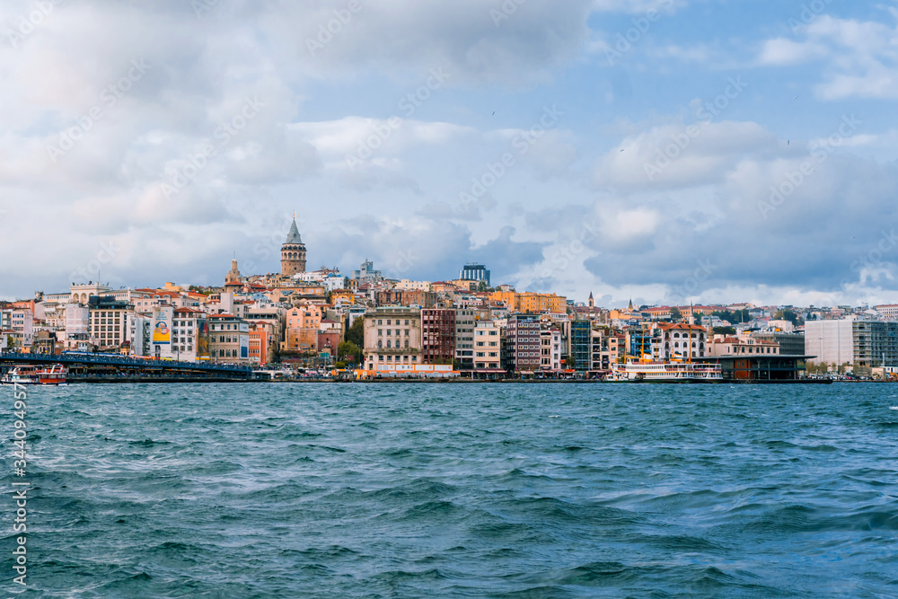 Tourist destination-Istanbul Turkey. Gallata tower and Istanbul neighborhoods.