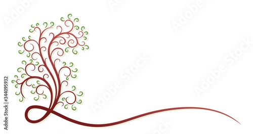 A symbol of a stylized tree with patterns.