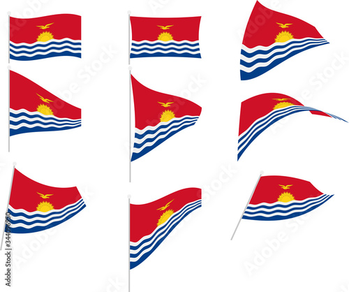 Vector Illustration of Set with Kiribati Flag