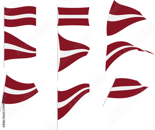 Vector Illustration of Set with Latvia Flag