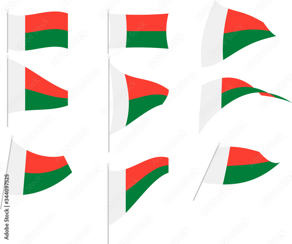 Vector Illustration of Set with Madagascar Flag Vector Illustration of Set with Madagascar Flag