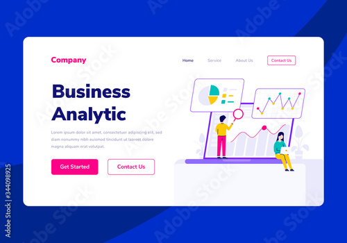 Template Landing Page People Business Analytic Vector Flat Illustration