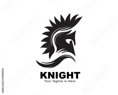 knight spartan helmet art side view logo design inspiration