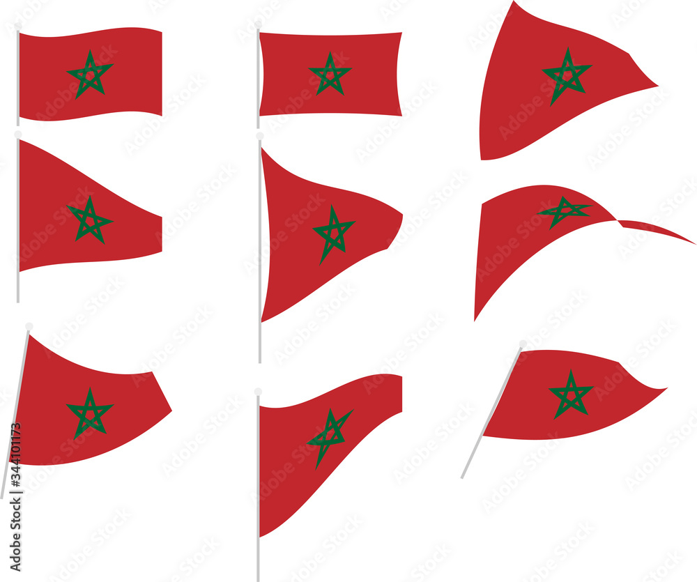 Vector Illustration of Set with Morocco Flag Vector Illustration of Set with Morocco Flag