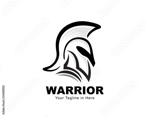 Spartan head helmet side view logo design inspiration